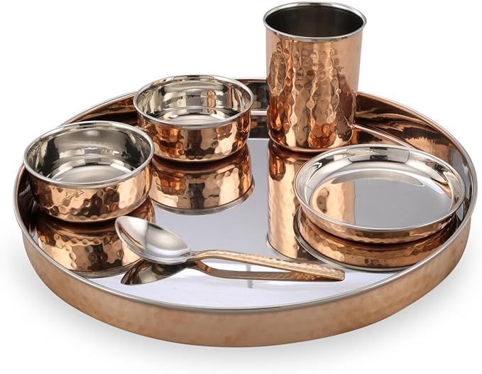 Steel Copper Thalli Dinner Set (Pack of 6)