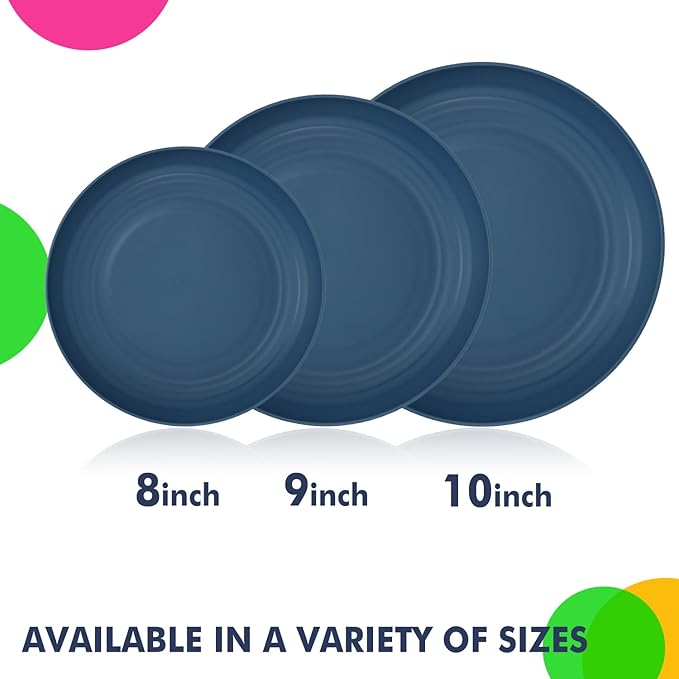 Homienly Wheat Straw Dinnerware Set Deep Dinner Plates Drinking Glasses Unbreakable Cups Microwave and Dishwasher Safe BowlsSoup Bowl Sets Dishes Set 20 PCS - Multi Color
