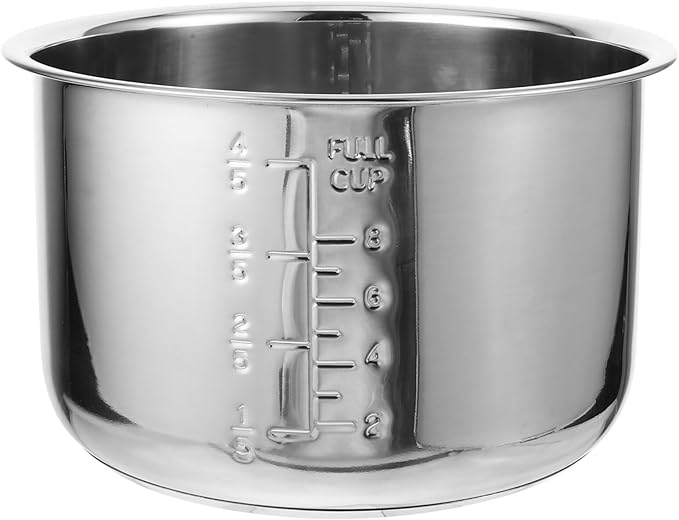 Baluue Stainless Steel Rice Cooker Inner Pot 4L Widely Compatible Easy Clean Suitable for Home Use Silver Household Rice Cooker Inner Pot 8.66x8.66x5.19 Inches