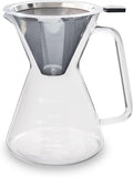 London Sip Glass Pour Over Coffee Carafe Coffee Maker with Reusable Stainless Steel Filter Ergonomic Handle and Easy-Pour Spout 4-Cup (600 mL)