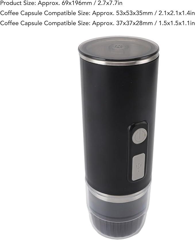Portable Espresso Machine Electric Coffee Maker with Heating Function 15 Bar 5V Car Coffee Maker Compatible with Coffee Capsules Ground Coffee for Travel Camping Home
