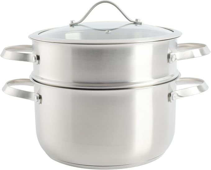 10-Piece Nonstick Aluminum Cookware Set – Heavy-Gauge Pots and Pans with Teflon Interior Cool-Touch Silicone Handles Scratch-Resistant Glacier Blue Finish (Silver)