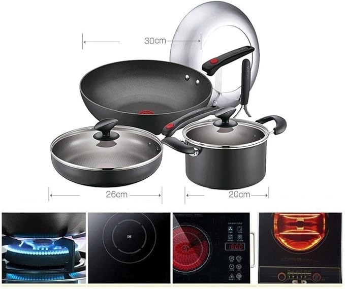 Induction Base 3 Piece Coated Nonstick Cookware Set Pots and Pans Set Kitchen Cook Ware Sets