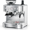 Espresso Machine 15 Bar Coffee Machine with Built-in Grinder Stainless Steel Coffee Maker with Steam/Hot Water Home Coffee Latte Machine with 1 &amp 2 Shot Buttons and Descale Indicator Silver Pl