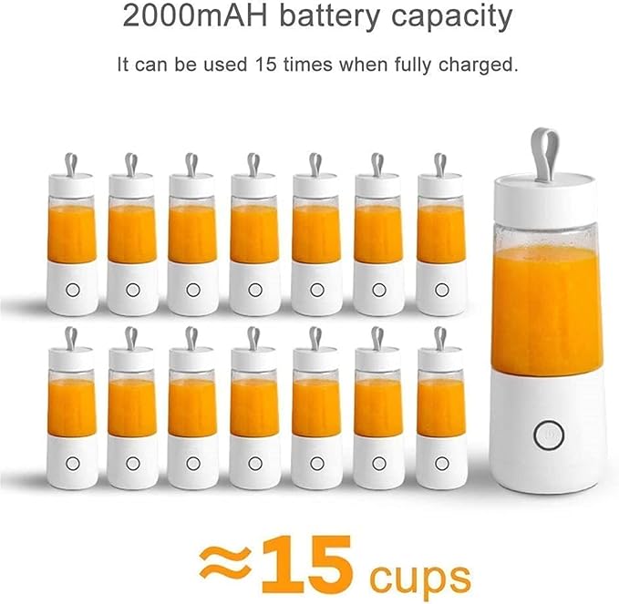 Portable Blender Personal Size Blender for Smoothies Juice and Shakes Mini Blender with Powerful Motor 2000mAh Rechargeable Battery 4 3D Blades for Home Travel Office