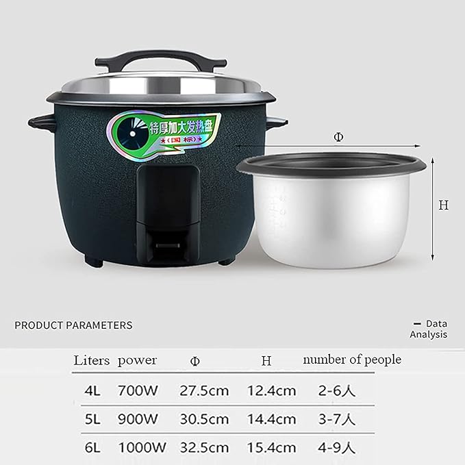 Household Electric Rice Cooker Home Old Fashioned Rice Cooker Automatic Thermal Insulation Non-Stick Inner For 2-9 People(4L)