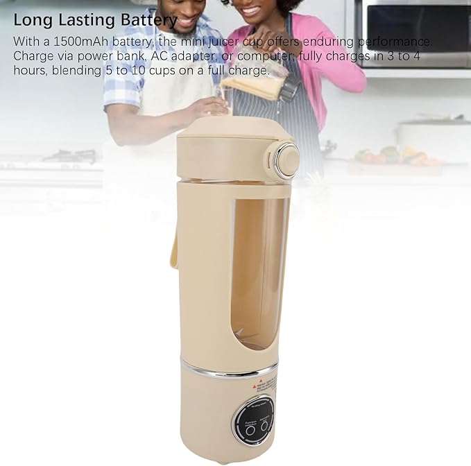Portable Blender with Magnetic Induction Technology 1500mAh for Shakes Juices Smoothies Dishwasher Safe Compact Design for Home Office Gym Travel (Beige)