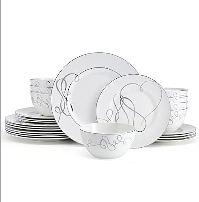 Mikasa Love Story Platinum Banded 24 Piece Dinnerware Set Service for 8