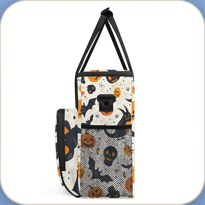 Cartoon Pumpkin Coffee Maker Carrying Bag Gothic Pumpkin Travel Storage Bag Compatible with K-Mini or K-Mini Plus Single Serve Coffee Brewer Carrying Case with Multiple Pockets &amp Shoulder Strap