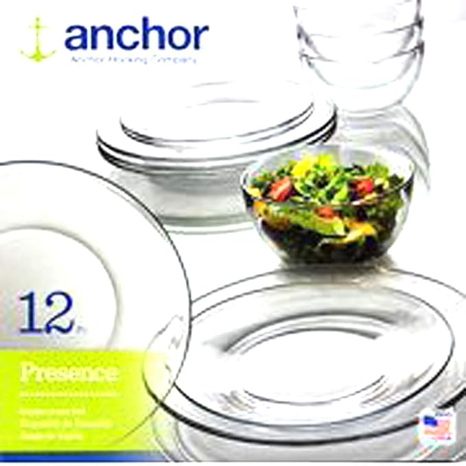 Anchor Hocking 12-Piece Presence Dinnerware Set Clear