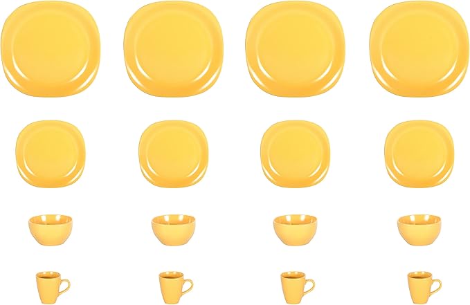 Stoneware Square 16pc Dinnerware Set Matte Yellow