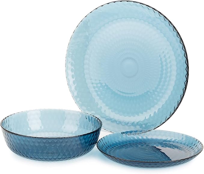 Books.And.More Dinnerware Idylle London Topaz Tableware Set of 18 Kitchen Plates Bowl and Dessert Plates Kitchen Dinner Set for Home