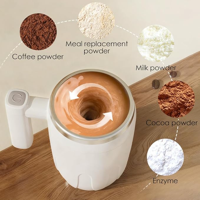 MiOYOOW Auto Stirring Coffee Mug 380ML Stainless Steel Self Stirring Cup with USB Charging for Office Home Travel