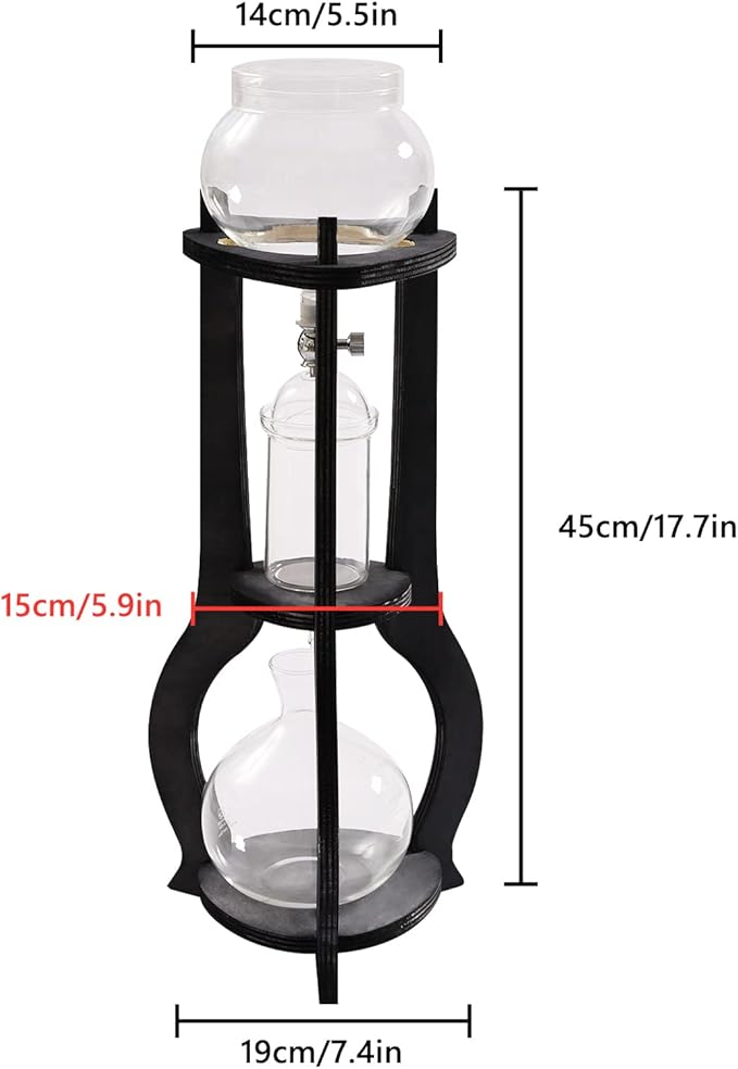 Cold Brew Coffee Maker Iced Coffee Maker Retro Coffee Drip Tower Borosilicate Glass Coffee Brewer (Grey)