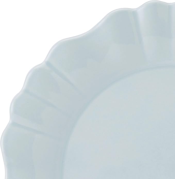 Pfaltzgraff Graceful Petals 12 Piece Stoneware Dinnerware Set Service for 4 Scalloped Plates Bowls for Everyday Use Blue