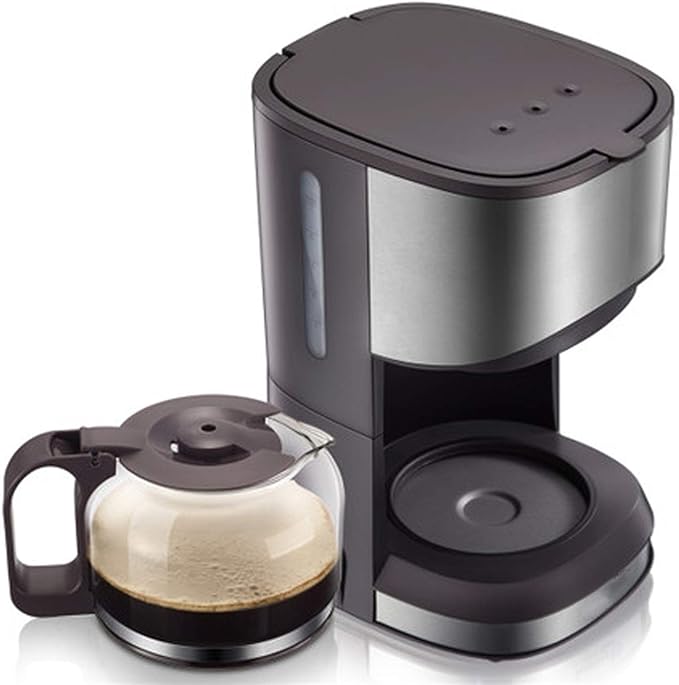 Electric Drip Coffee Maker - 550W Latte and Cappuccino Machine with Removable Filter and Hot Plate Black