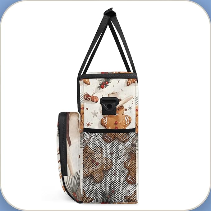 Retro Gingerbread Man Coffee Maker Carrying Bag Portable Travel Storage Tote Bag Compatible with K-Mini or K-Mini Plus Single Serve Coffee Brewer Carrying Case with Multiple Pockets &amp Shoulder S