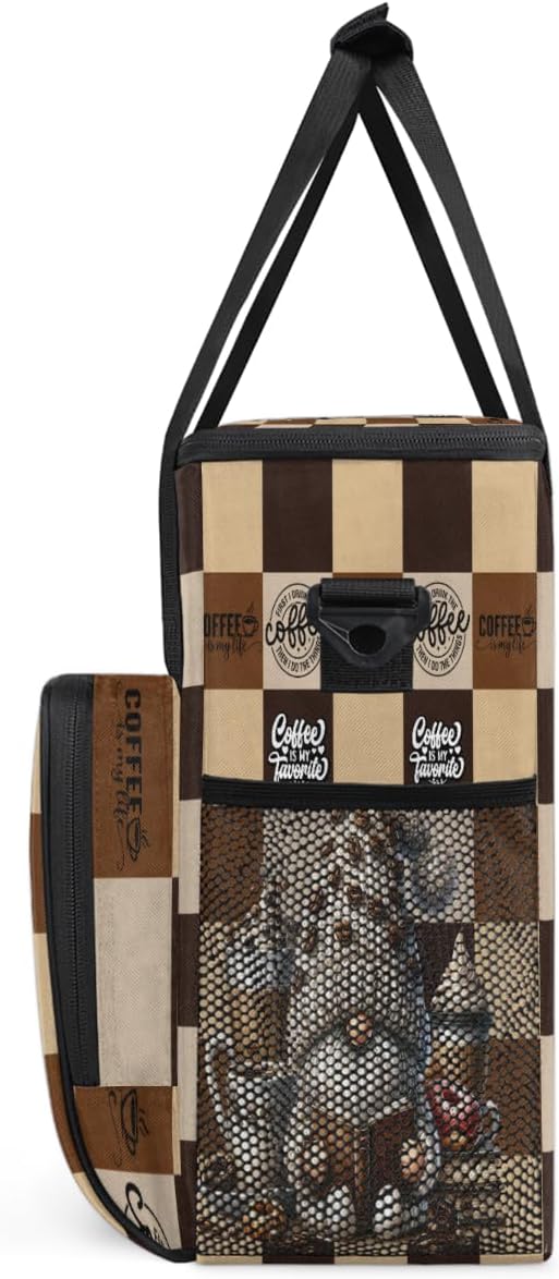 cfpolar Gnome Coffee Brown Coffee Maker Carrying Bag Coffees Machine Travel Storage Bag Compatible with K-Mini or K-Mini Plus Portable Single Serve Coffees Brewer Case with Pockets for K-Cup Pods