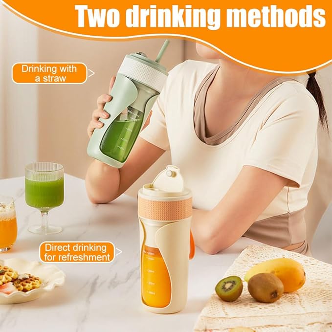 Portable Blender Cup450ml Fruit Vegetable Blender Cup with 6 Blades &amp Automatic Power Off for Kitchen Travel Office Sport Gym Camping