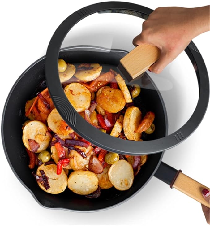 Cookware Set Pan Non Stick Cooking Pot Kitchen Dining Bar Induction Cooker (Black 2Pcs A)