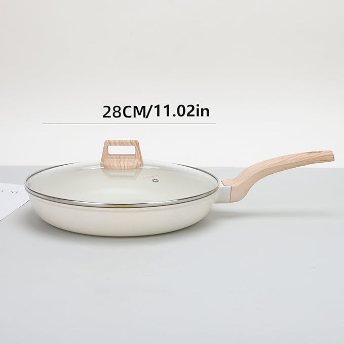 Cookware Sets-Coated Nonstick Cookware Set Induction &amp Gas Stove Compatible (frying pan with a glass lid 11.02 in)