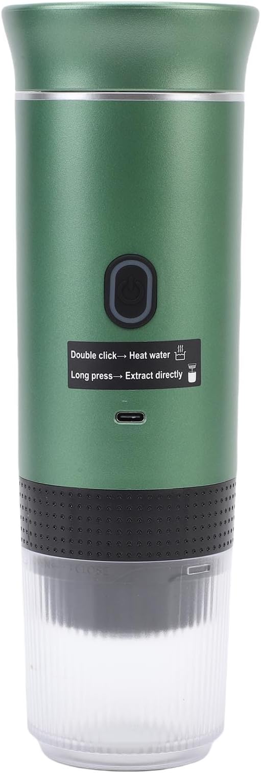 Luqeeg 72W 120ML Cup Portable Coffee Maker Full Automatic Machine Outdoor Ground Coffee Maker with USB C Charging &amp 20 Bar Pressure for Camping RV Hiking Office Travel (Green)