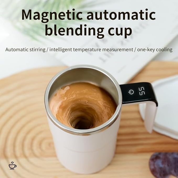 Self-Stirring Magnetic Coffee Cup with Temp Display 16oz/380ML Type-C Rechargeable Touch Lcd Display Safe &amp Food-Grade Easy to Clean (Black1PCS)