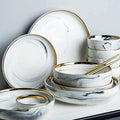 Ceramic Dinner Plates Set Dishes Marble Design Food Plate Dinnerware SetColor-1 Person Set