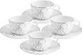 Mikasa Love Story Platinum Banded Teacup and Saucer Set Set of 4 9.6-Ounce
