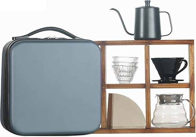Pour Over Coffee Maker Gift Set All in 1 Coffee Accessories Tools304 Stainless Gooseneck KettleCoffee Grinder V60 Dripper Brewer Filters Serving of Coffee Set Travel Bag (Size : C)