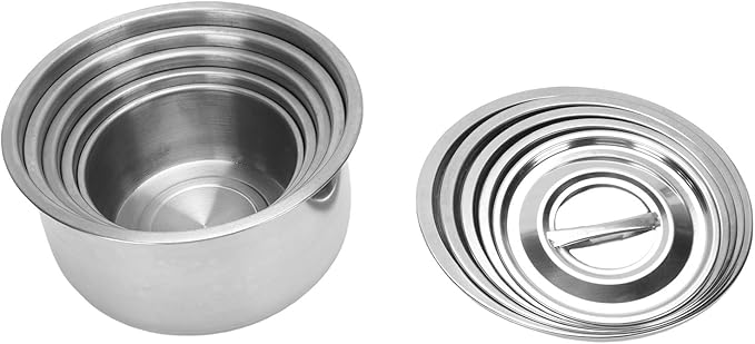 TOPINCN Stainless Steel Soup Pot Set 5PCS Multifunctional Cooking Pots Heavy Duty Induction Cooking Pot