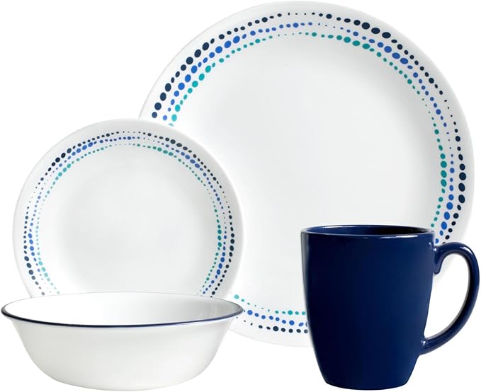 Corelle Livingware 16-Piece Dinnerware Set Ocean Blues Service for 4