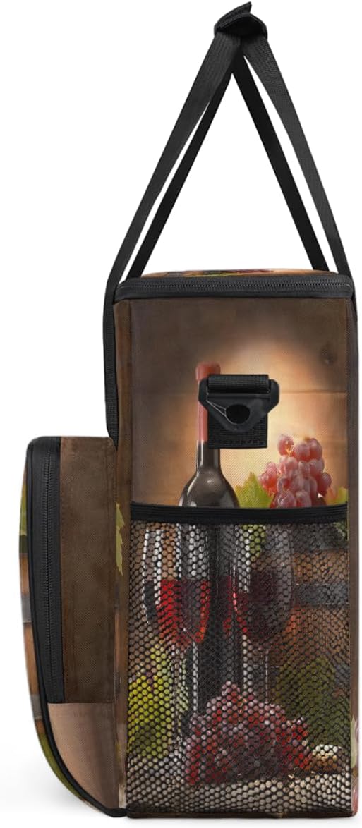 Grape Wine Bottle Glasses Coffee Maker Carrying Bag Coffee Machine Travel Storage Bag Compatible with K-Mini or K-Mini Plus Portable Single Serve Coffees Brewer Case with Pockets for K-Cup Pods