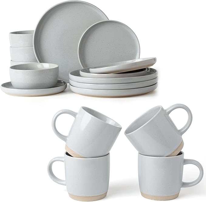 Famiware Milkyway Dinnerware Sets 16 Piece Dish Set Light Gray