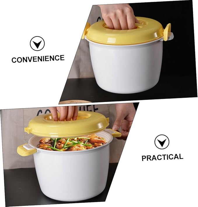 Luxshiny 2pcs Microwave Rice Cooker Steamer Set Portable Food Container for Rice and Vegetables High-temperature Resistant Plastic for Home Use Easy to Clean and Multi-functional