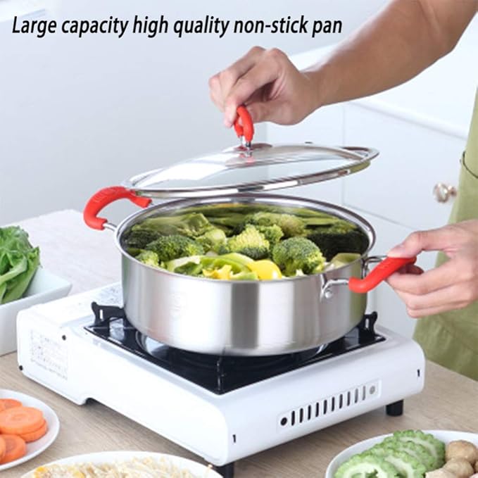 Frying Pan and Saucepan Set with Lids Stay Cool HandlesNonstick PanStainless Steel Pan Set 3 PieceCan Be Used for All Gas Including Induction Cooker.