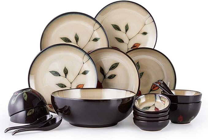 Ceramics Dinnerware Set with 18-PieceBowl/Dish/Spoon|Dinner SetsLeaf Pattern Porcelain Combination Set