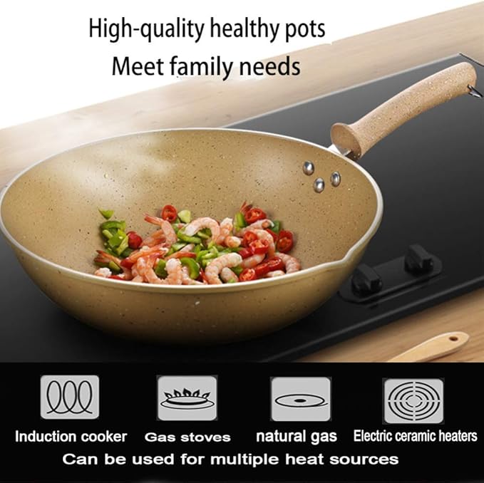 Saucepan Set - 3 Piece - Pans with Toughened Glass Lids and Heat-Resistant HandlesStock Pot 24CmFrying Pan 24CmWok 32CmEasy to CleanCan Be Used for Gas Induction Cooker