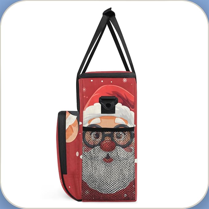 Cute Santa Claus Coffee Maker Carrying Bag Retro Santa Claus Travel Storage Bag Compatible with K-Mini or K-Mini Plus Single Serve Coffee Brewer Carrying Case with Multiple Pockets &amp Shoulder St