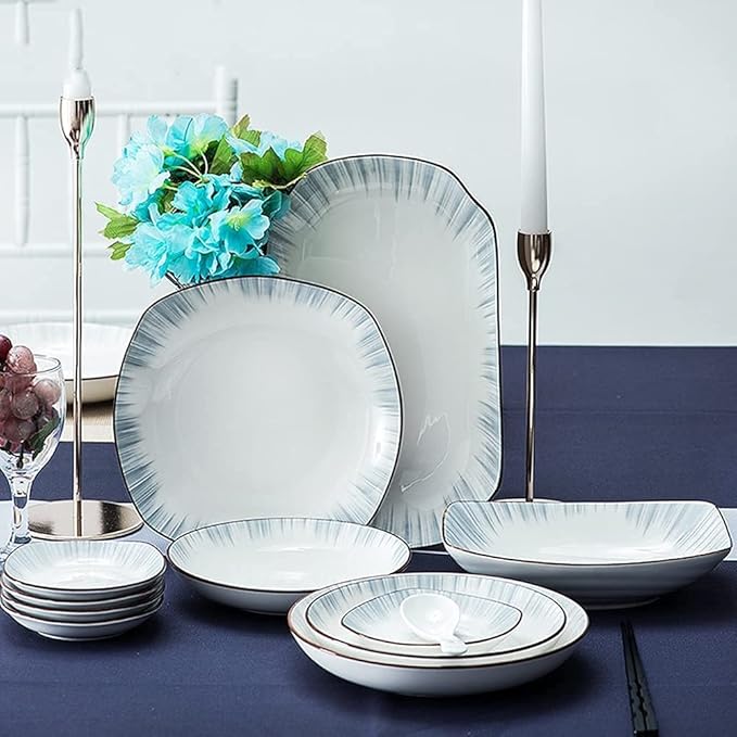 Dinnerware Sets - Luxury Gift Dishes Service Set 26PCS/56PCS Chinese Style Bone China Dinnerware Set Household Ceramic Bowl Dishes Plate Service for 5/10(26 Pieces)