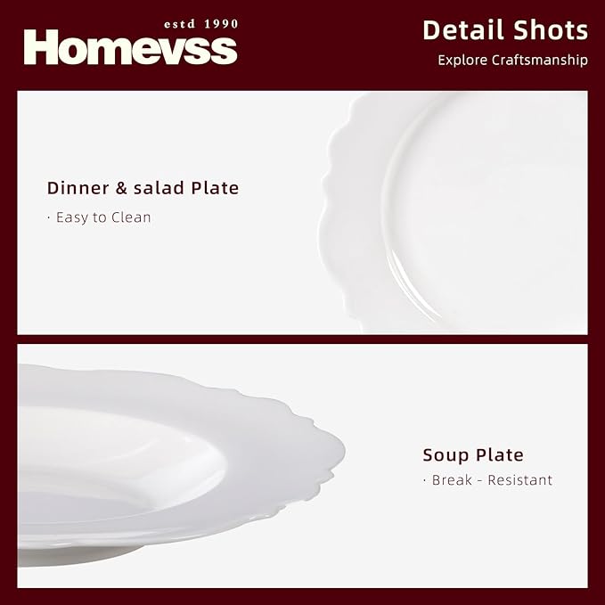 HomeVss New Bone China Dinnerware Set Embossed Winds Service for 4-20pc Set
