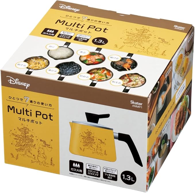 Skater Winnie the Pooh 1.3 L All-Purpose Pot 7-in-1 1.4 Qt Painted Finish Aluminum 5.4 x 8.7 x 6.4 in Tempered Glass Lid Gas Halogen Sheath Radiant Electric Compatible