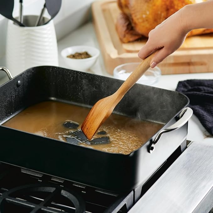 KitchenAid Hard Anodized Roasting Pan/Roaster with Removable Rack 13 Inch x 15.75 Inch - Matte Black