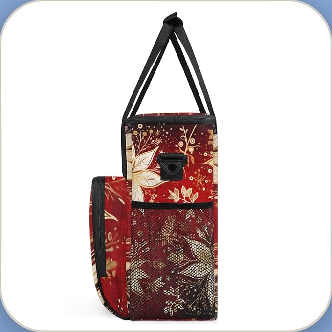 Holly Berry Flowers Coffee Maker Carrying Bag Cartoon Flowers Travel Storage Bag Compatible with K-Mini or K-Mini Plus Single Serve Coffee Brewer Carrying Case with Multiple Pockets &amp Shoulder S