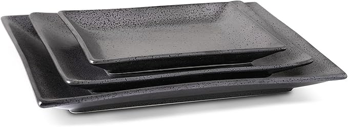 Stone lain Valencia Porcelain 3-Piece Rectangle Serving Set Metallic Grey