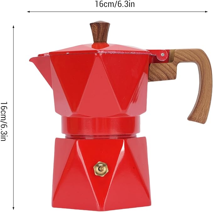 Yosoo Food Safe Anodized Aluminum Italian Coffee Maker with Dual Valve Design 2 Cup Stovetop Coffee Maker Pot for Cuban Cafe Brewing Home Camping (Red)