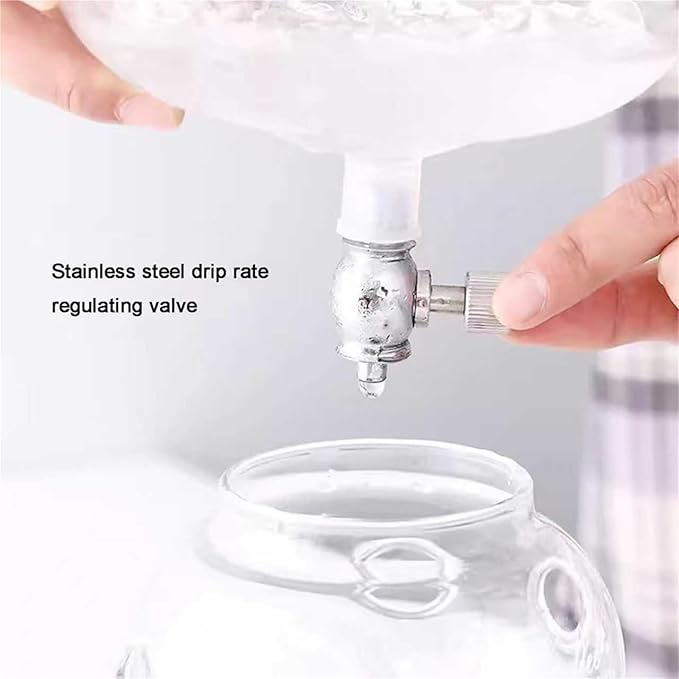 Drip Cold Brew Coffee Maker Iced Dripper Coffee Maker 800ML High Borosilicate Glass Pot With Stainless Steel Adjustable Dripper &amp Reusable Filter For Home Office