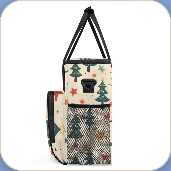 Colorful Tree Christmas Coffee Maker Carrying Bag Travel Storage Bag Compatible with K-Mini or K-Mini Plus Single Serve Coffee Brewer Carrying Case with Multiple Pockets &amp Shoulder Strap