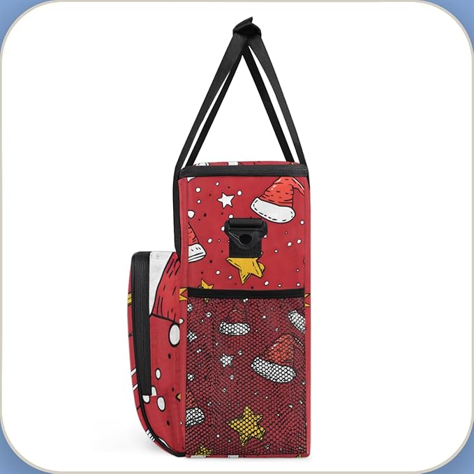 Christmas Hat Coffee Maker Carrying Bag Xmas Hat Travel Storage Bag Compatible with K-Mini or K-Mini Plus Single Serve Coffee Brewer Carrying Case with Multiple Pockets &amp Shoulder Strap