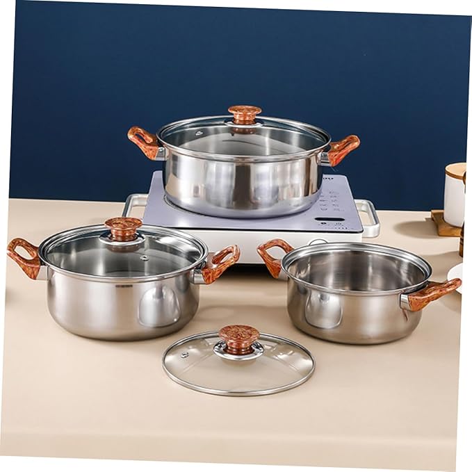 Multifunctional Pot Set 12 Piece Stainless Steel Cookware Steel Pots Pans Easy to Use Cooking